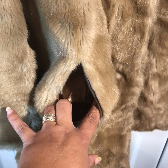 Vintage Light Brown Faux Fur Button Up Coat size 14 - Picture 6 of 15
